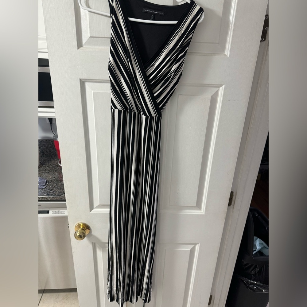 WHBm black and white striped maxi dress